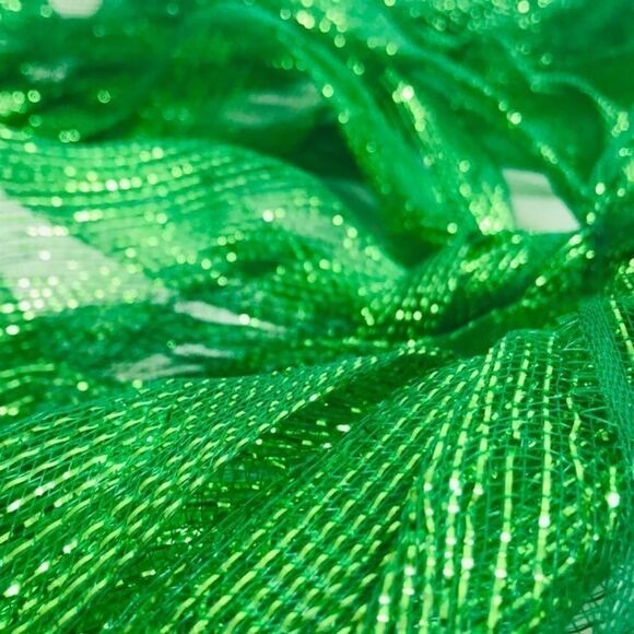 Christmas Ribbon Green White Metallic LOT Of 2 - Picture 5 of 8